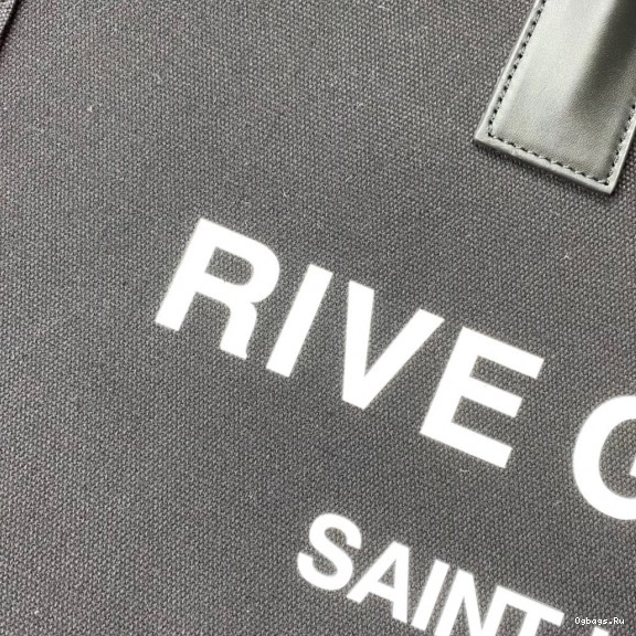 RIVE GAUCHE YSL BAG PRINTED LINEN AND TOTE LEATHER IN 0808